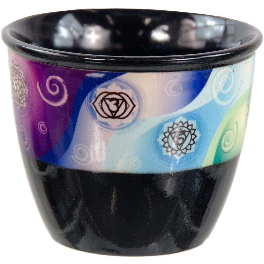 5&quot; Ceramic Smudge Pot - Chakras, SKU KH-44003, UPC 6016200719790