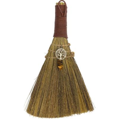8.5&quot; Wicca Broom - Tree of Life with Tiger Eye, SKU KH-27343, UPC 6016220670699