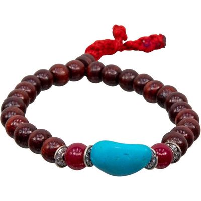 Rosewood and Turquoise Mala Bracelet, SKU KH-98026, UPC 6016204897852