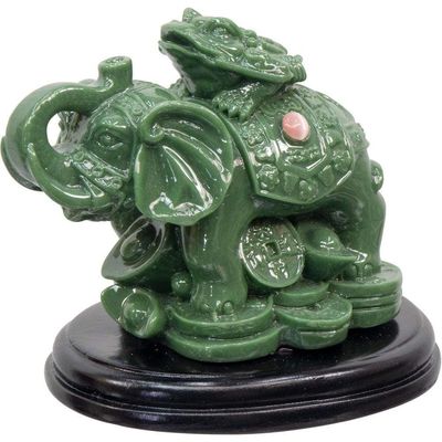 3.75&quot; Polyresin Feng Shui Figurine - Prosperity Elephant - Jade, SKU KH-33389, UPC 6016207299202