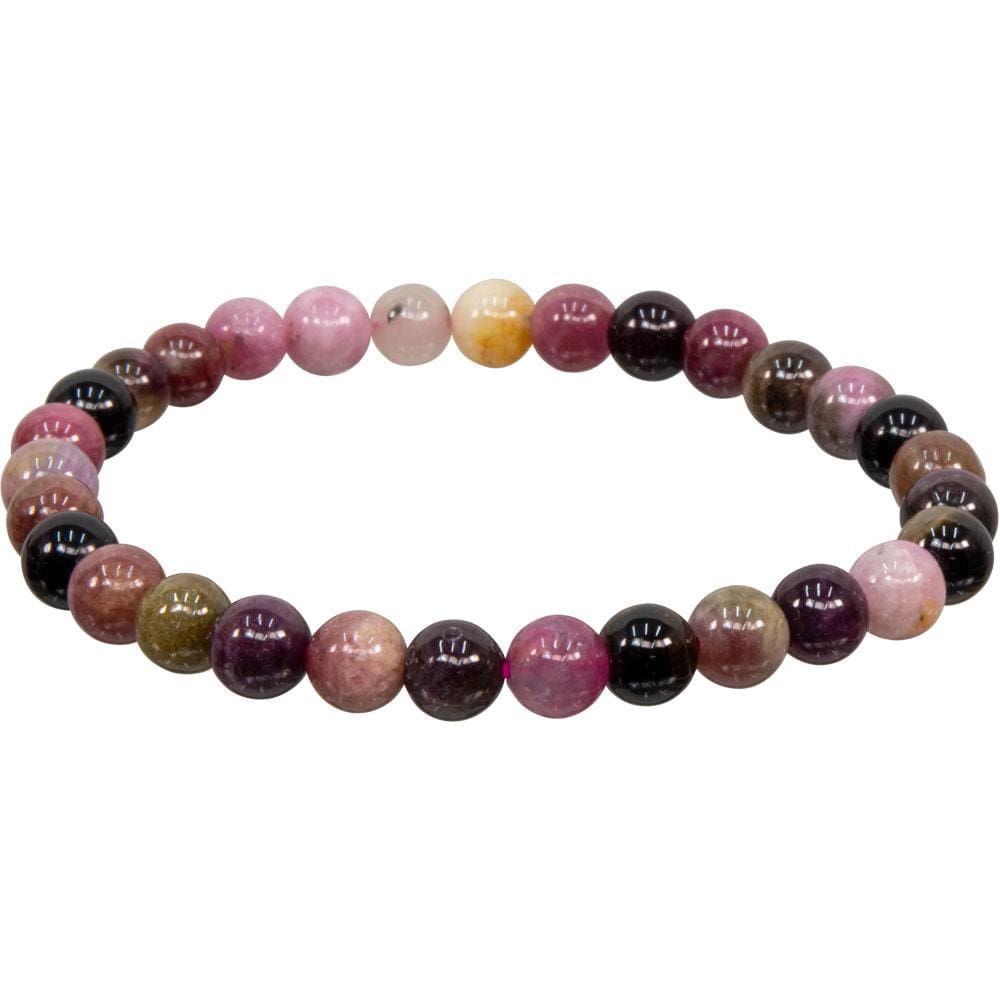 6-7 mm Elastic Bracelet Round Beads - Pink Mix Tourmaline, SKU KH-98574, UPC 6016201147189