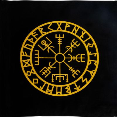 12&quot; x 12&quot; Printed Cotton Crystal Grid - Vegvisir, SKU KH-64416, UPC 6016010762740