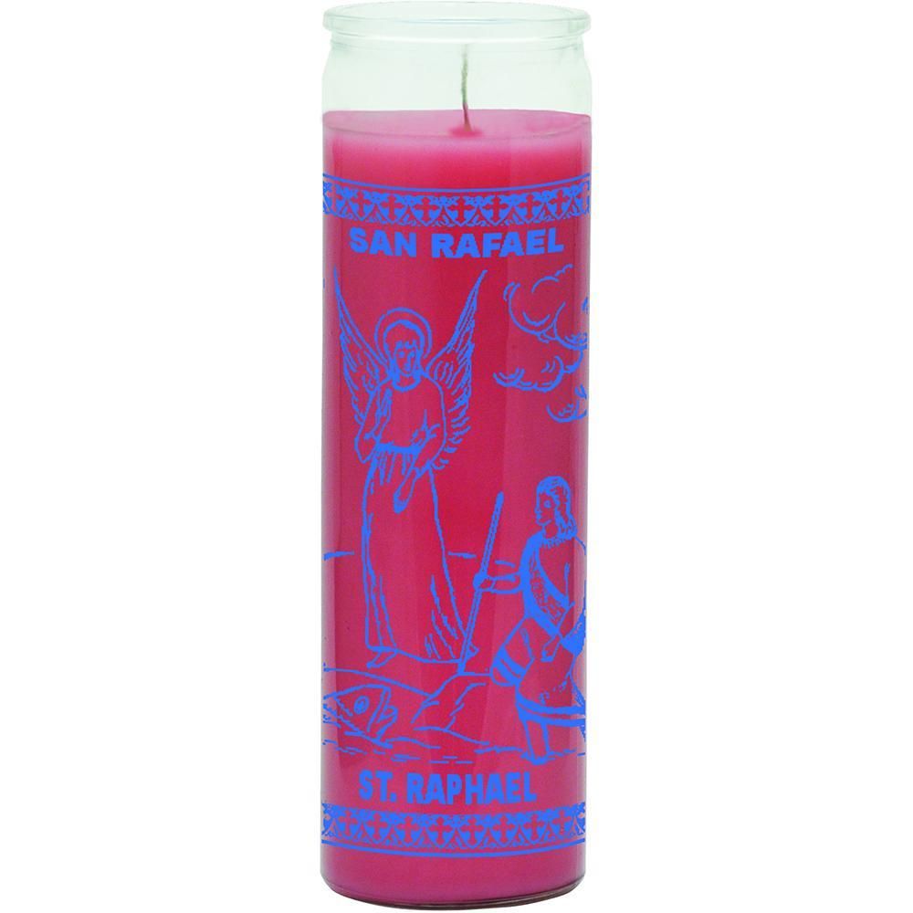 7 Day Glass Candle St. Raphael - Pink, SKU WP-575-809, UPC 6016041686640