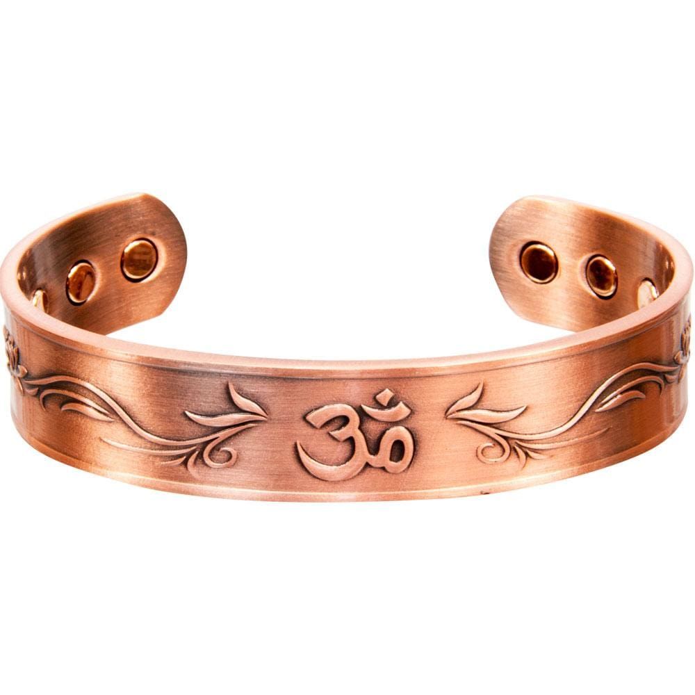 Antique Copper Magnetic Bracelet - Om, SKU KH-95299, UPC 6016204965926