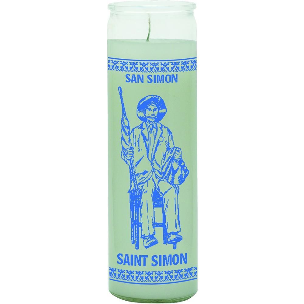 7 Day Glass Candle St. Simon - White, SKU WP-575-812-03, UPC 6016203670678