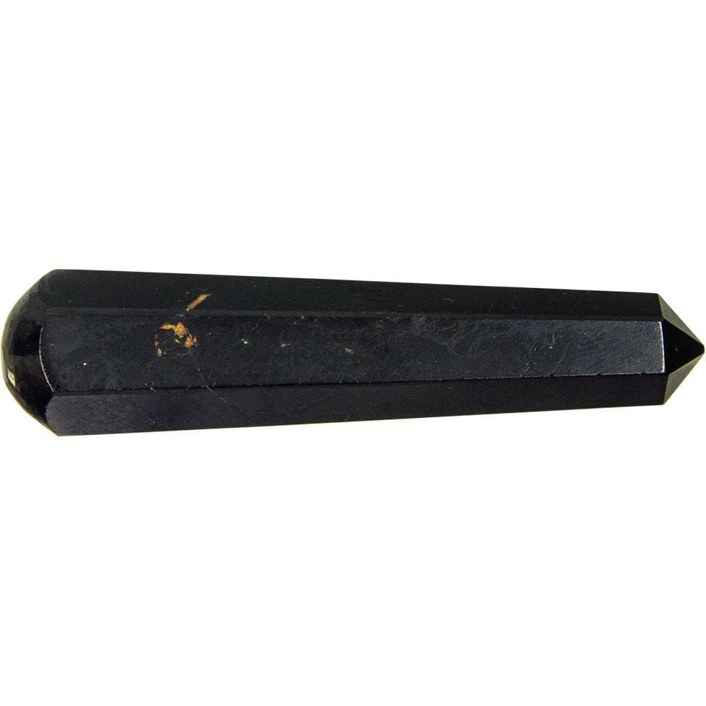 2.5&quot; Gemstone Faceted Massage Wand - Black Tourmaline, SKU KH-76154, UPC 6016200890857