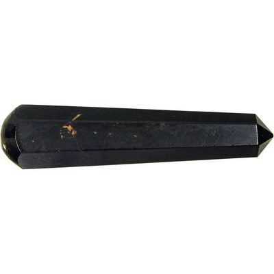 2.5&quot; Gemstone Faceted Massage Wand - Black Tourmaline, SKU KH-76154, UPC 6016200890857