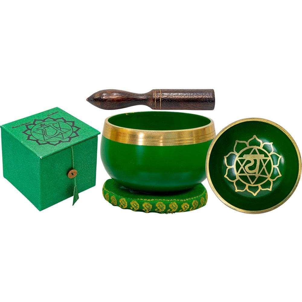 3.25&quot; Mini Chakra Singing Bowl Green - Heart, SKU KH-31540, UPC 6016201039002