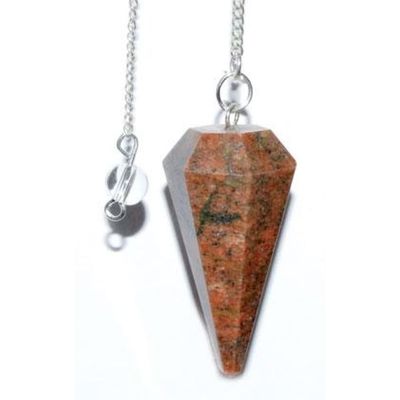 6-Sided Pendulum - Unakite, SKU PEND-46, UPC 6016240276215