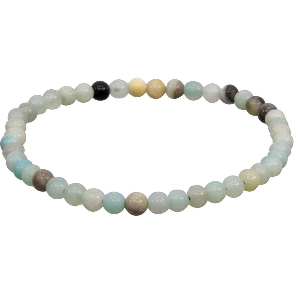 4 mm Elastic Bracelet Round Beads - Mixed Amazonite, SKU KH-98633, UPC 6016212712765
