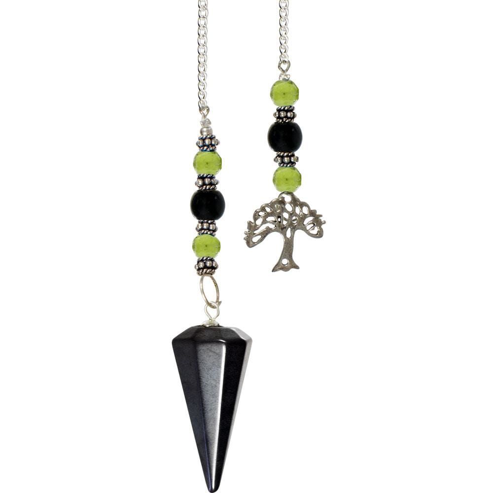 Hexagonal Pendulum - Hematite with Tree, SKU KH-61054, UPC 6016205762760