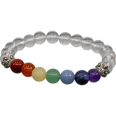 8 mm Elastic Bracelet Round Beads - Chakra &amp; Clear Quartz, SKU KH-98608, UPC 6016200288203