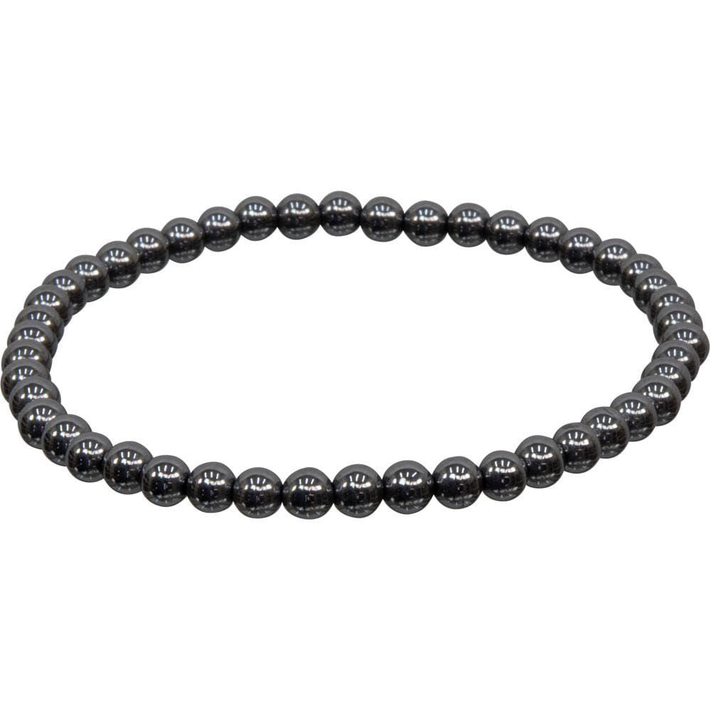 4 mm Elastic Bracelet Round Beads - Hematite, SKU KH-98351, UPC 6016220376300