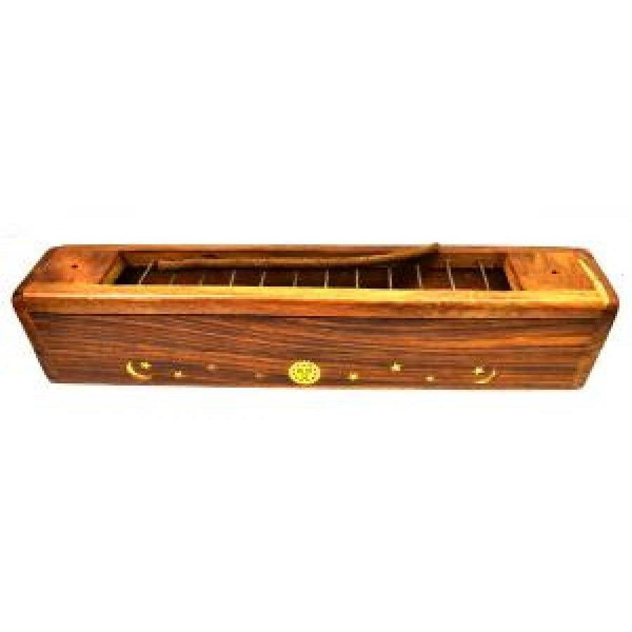 12&quot; Celestial Wood Incense Box Burner with Screen, SKU 809, UPC 700317021834