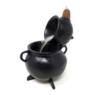 5&quot; Polyresin Backflow Incense Burner - Cauldron, SKU BFL-19, UPC 6016016456490