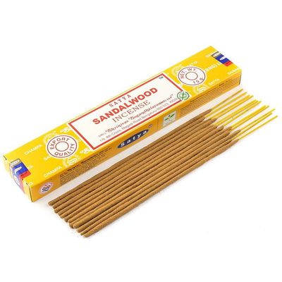Sandalwood Satya Incense Sticks 15 gram, SKU SUSD15, UPC
