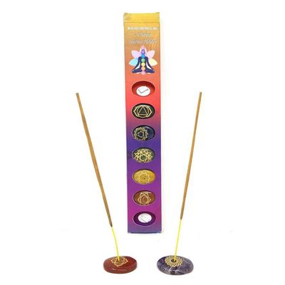 Seven Chakra Polished Gem Stones Incense Holders (Set of 7), SKU TGPK-02, UPC 700317419365