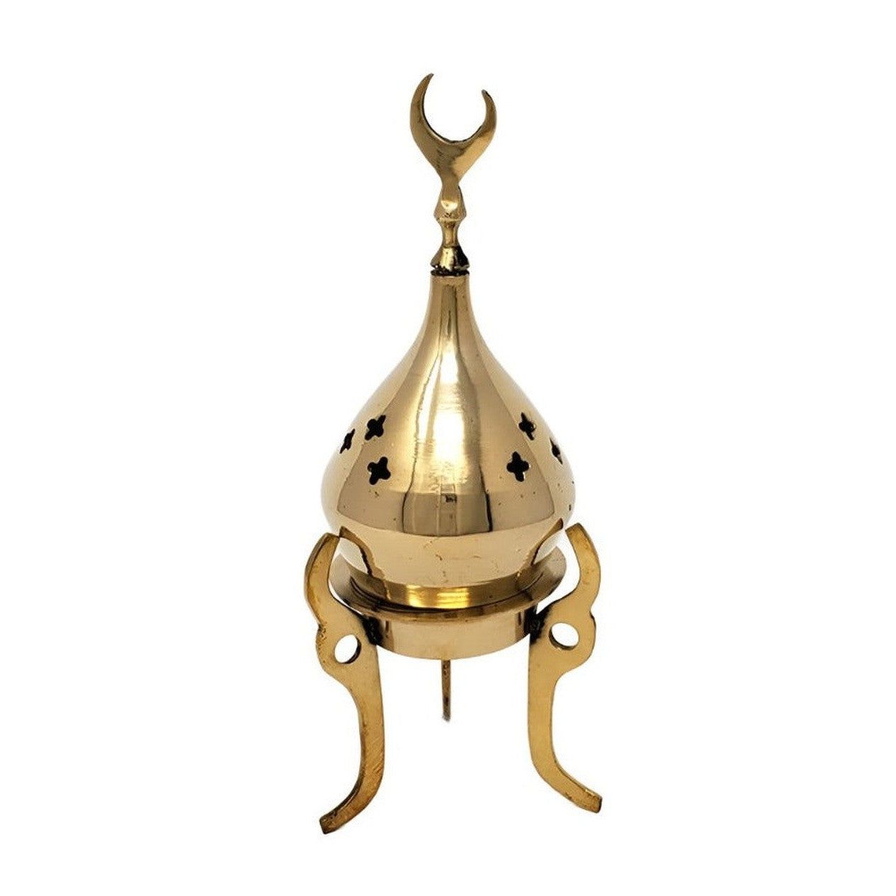 7.5&quot; Brass Mosque Tri-Pod Moon Burner, SKU I05-092-IBB45, UPC 700317372226
