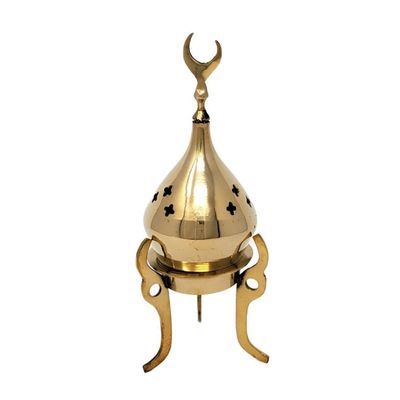 7.5&quot; Brass Mosque Tri-Pod Moon Burner, SKU I05-092-IBB45, UPC 700317372226
