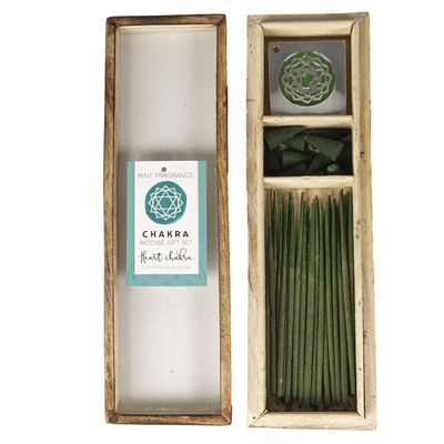 Chakra Incense Gift Set with Wood Box - Heart (Mint), SKU PG-14555, UPC 700317032090