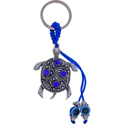 5&quot; Evil Eye Talisman Key Ring - Turtle with Gems, SKU KH-63438, UPC 700317120995