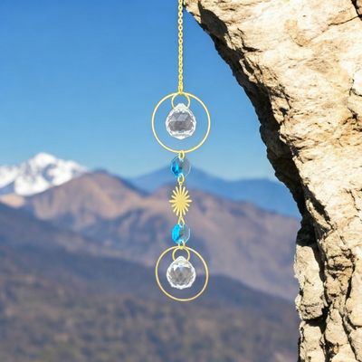 13&quot; Sun Catcher - Blue &amp; White Prism, SKU SCWH-42, UPC 700317417323