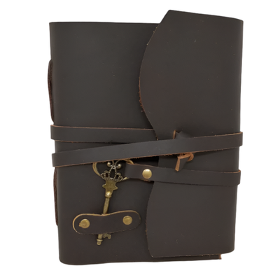 5&quot; x 7&quot; Coffee Brown Soft Leather Journal with Key Wrap, SKU JB75-002, UPC 700317418665