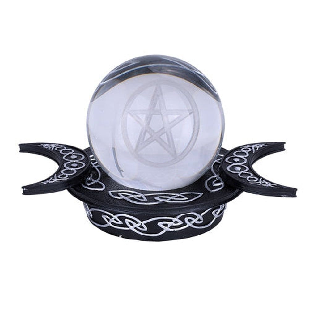 6&quot; Celtic Pentagram Gazing Ball with Triple Moon Stand, SKU PG-13442, UPC 700317029052
