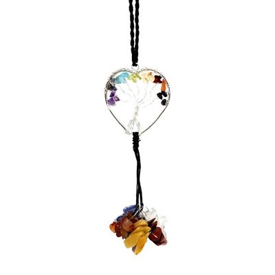 6&quot; Heart Tree of Life Gemstone Hanging Decor, SKU I02-120-WH-C, UPC 700317385660