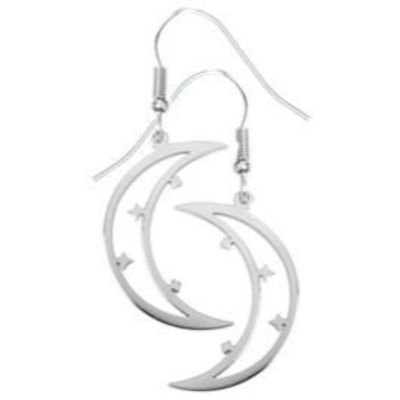 Starry Moon Stainless Steel Earrings, SKU PG-Y2769, UPC 6016010322326