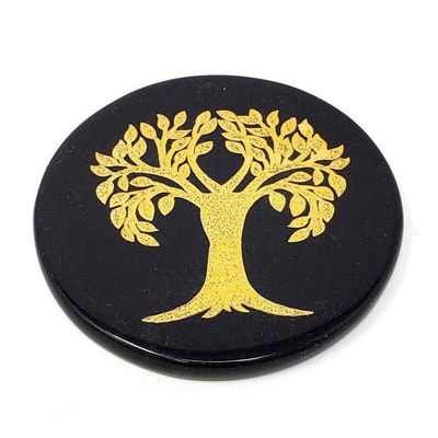 3&quot; Black Agate Altar Tile - Tree of Life, SKU COAST-TOL-BLACK, UPC 700317026402