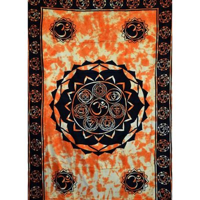 72&quot; x 108&quot; Seven Chakra Golden Tie Dye Tapestry, SKU X037-CPS-SC, UPC 6016204130119