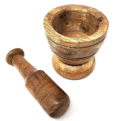 3.75&quot; Wooden Mortar &amp; Pestle, SKU I04-149-WMP01, UPC 700317373711