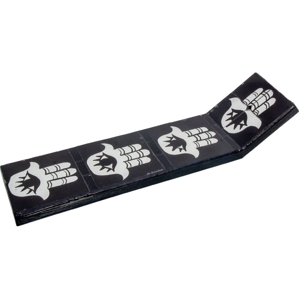 13.5&quot; Wood Incense Holder with Glass Mosaic - Fatima Hand, SKU KH-89715, UPC 700317067764