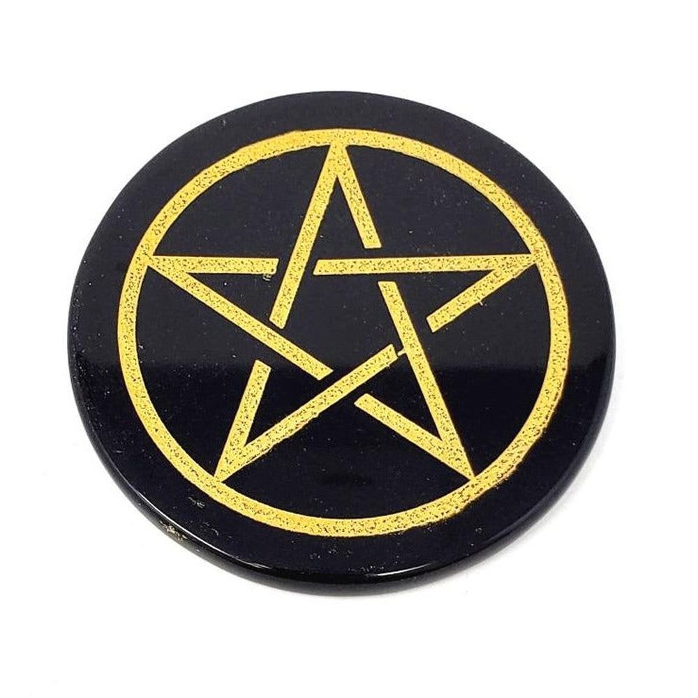 3&quot; Black Agate Altar Tile - Pentagram, SKU COAST-WP-BLACK, UPC 700317026396