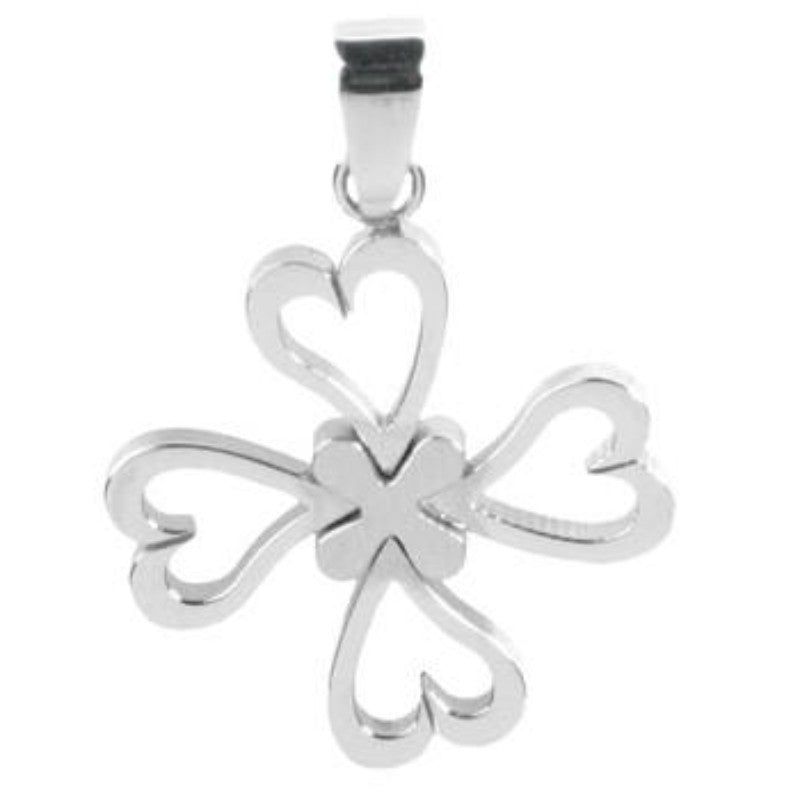 Four Hearts Clover Stainless Steel Pendant, SKU PG-Y2619, UPC 6016008080054