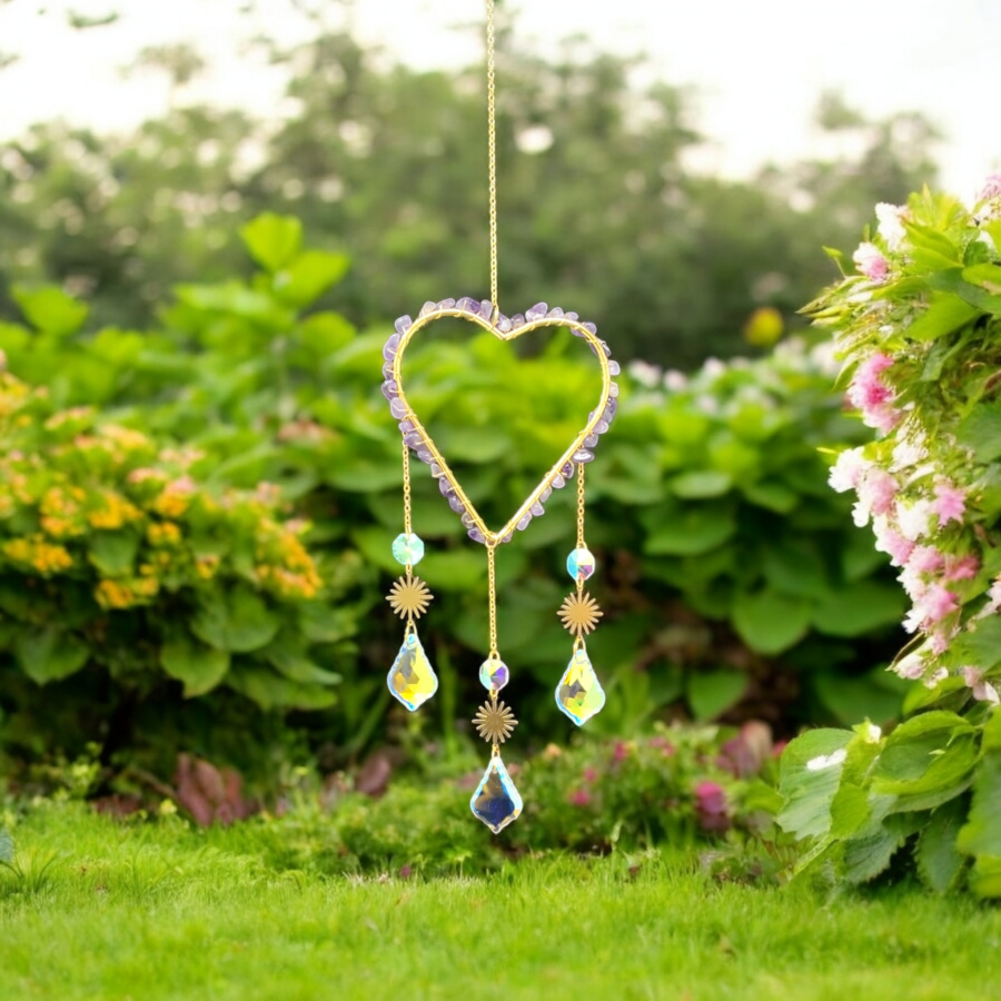 17&quot; Sun Catcher - Amethyst Heart, SKU SCWH-50, UPC 700317418627