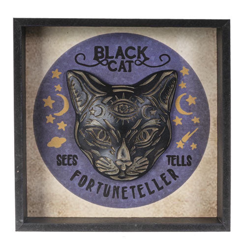 8&quot; Black Cat Fortune Telling Wall Plaque, SKU PG-14368, UPC 700317059080