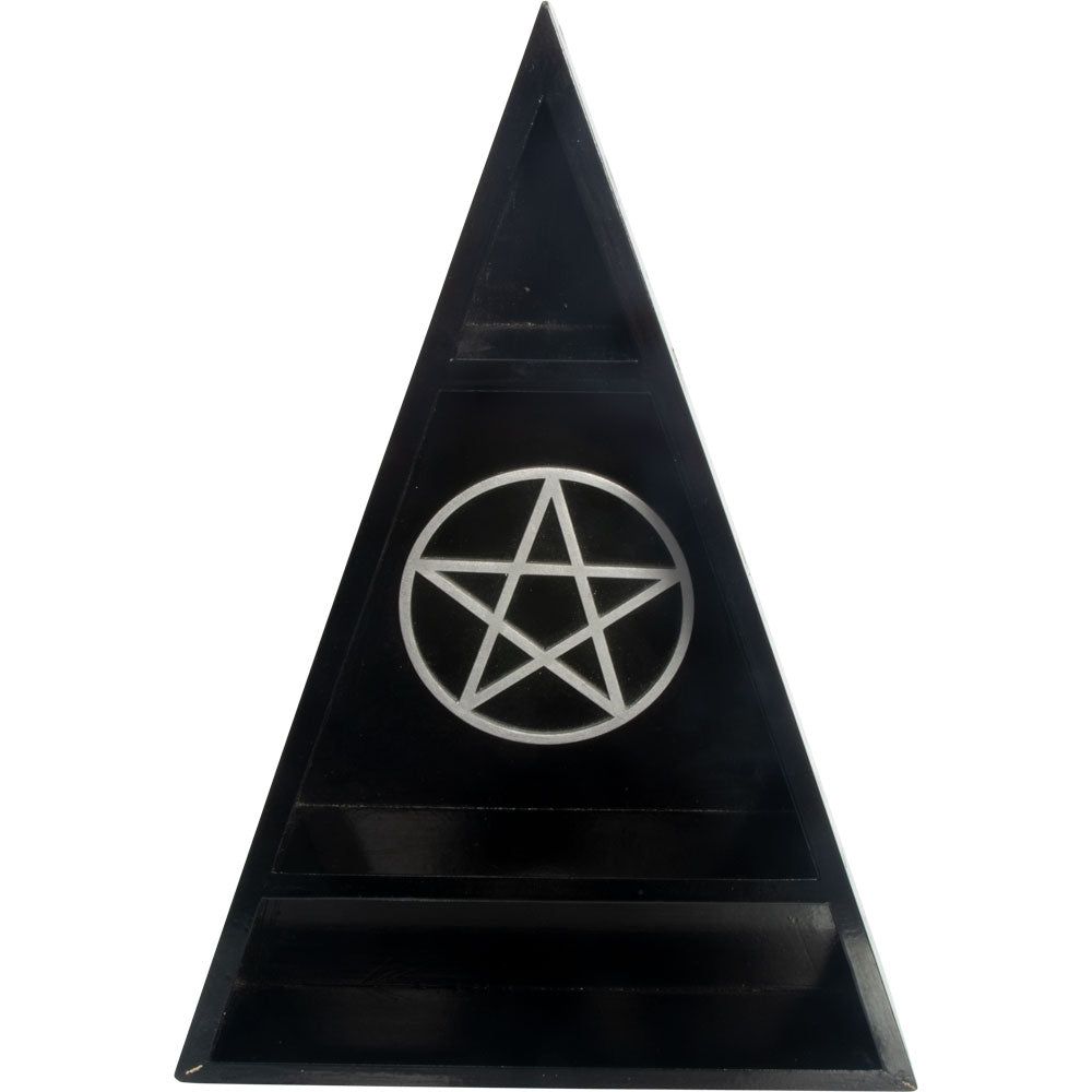 14.75&quot; Wood Altar Shelf - Moon Phases with Pentacle, SKU KH-65150, UPC 700317248347
