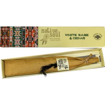 Green Tree Native Soul Incense 15 gram - White Sage &amp; Cedar, SKU KH-72799-D12, UPC 700317122234