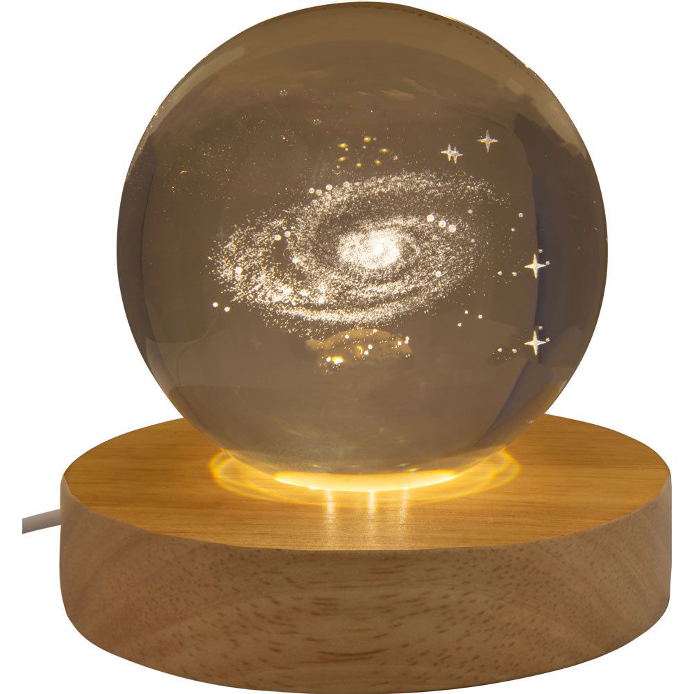 3&quot; Crystal Ball with Wood LED Light Base - Galaxy, SKU KH-17767, UPC 700317067061