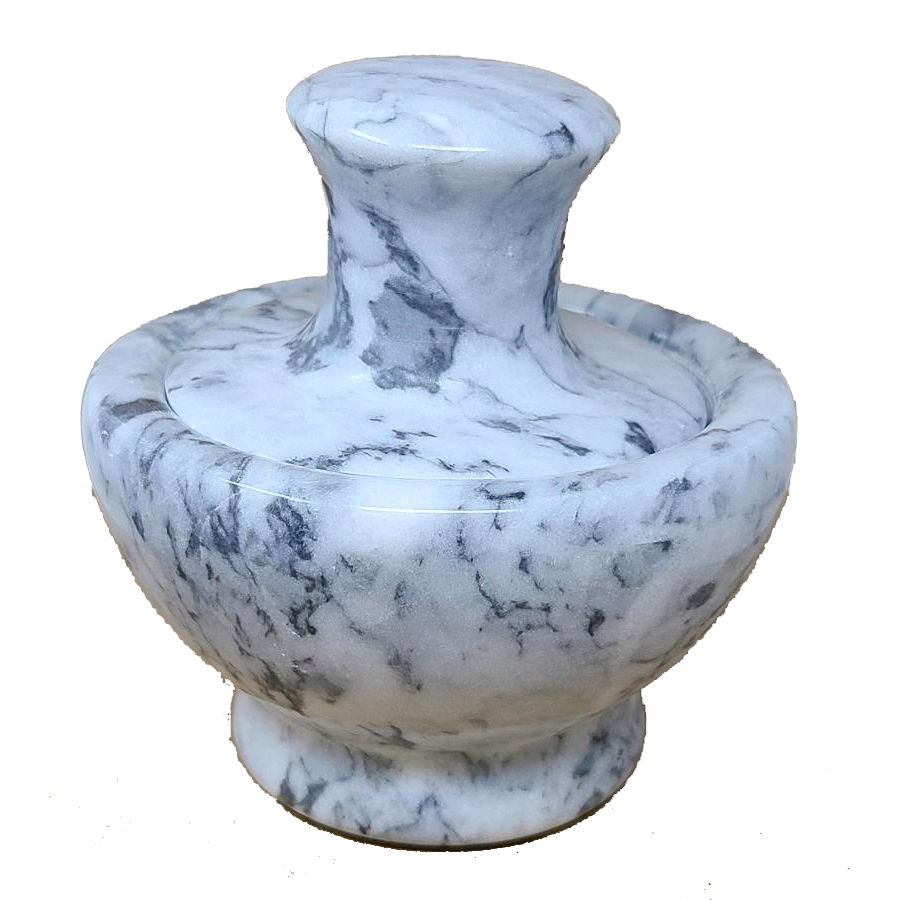 3.75&quot; White Marble Mortar &amp; Pestle, SKU WMP-16-White, UPC 700317311133