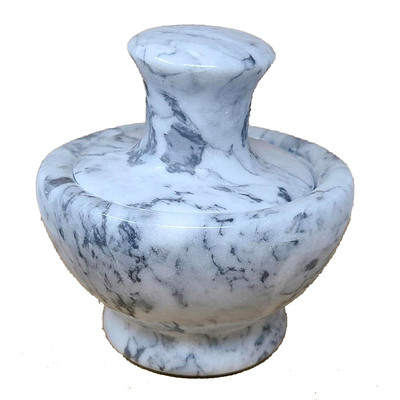 3.75&quot; White Marble Mortar &amp; Pestle, SKU WMP-16-White, UPC 700317311133