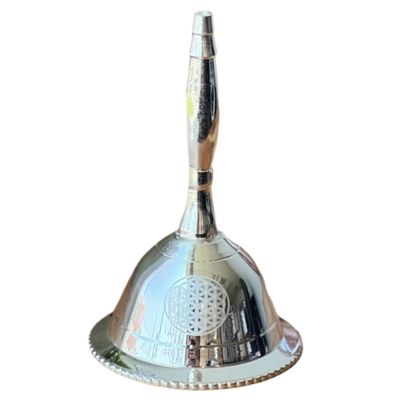 3&quot; Silver Plated Ritual Altar Bell - Flower of Life, SKU 105FL, UPC 700317027010