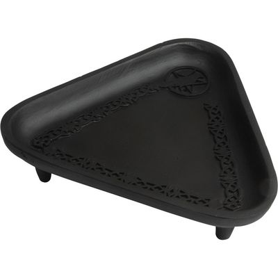 5&quot; Cast Iron Incense Holder Triangle - Pentacle with Raven, SKU KH-89721, UPC 700317124979