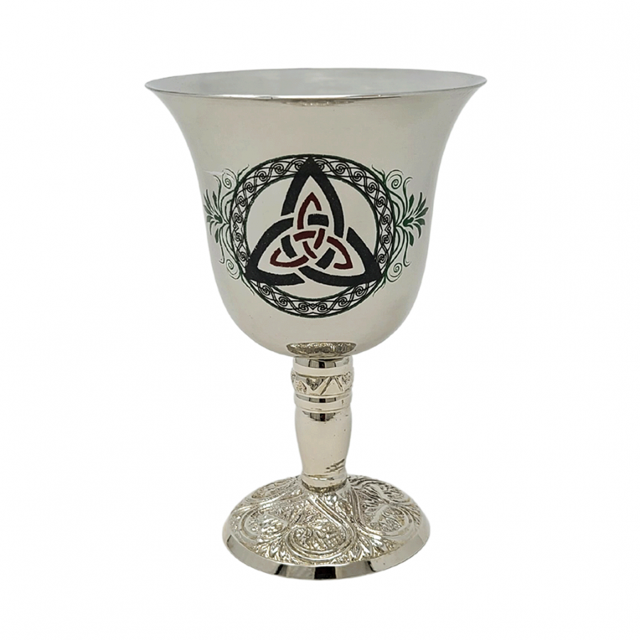 4.75&quot; Stainless Steel Chalice / Goblet - Triquetra, SKU 21-CH, UPC 700317309703