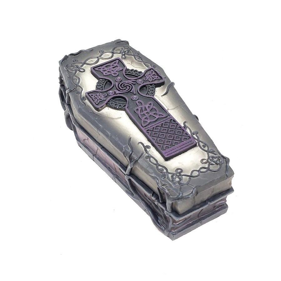 4.5&quot; Celtic Cross Coffin Trinket Box, SKU 76924AB, UPC 700317301622