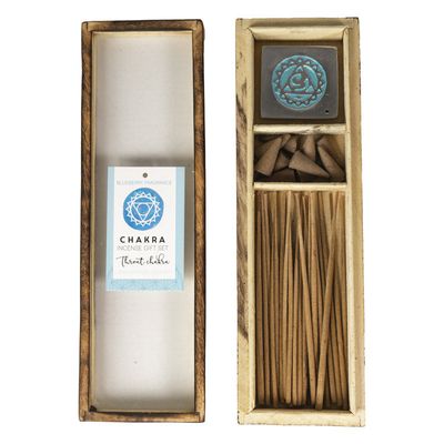 Chakra Incense Gift Set with Wood Box - Throat (Blueberry), SKU PG-14558, UPC 700317032120