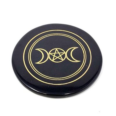 3&quot; Black Agate Altar Tile - Triple Moon, SKU COAST-TG-BLACK, UPC 700317026419