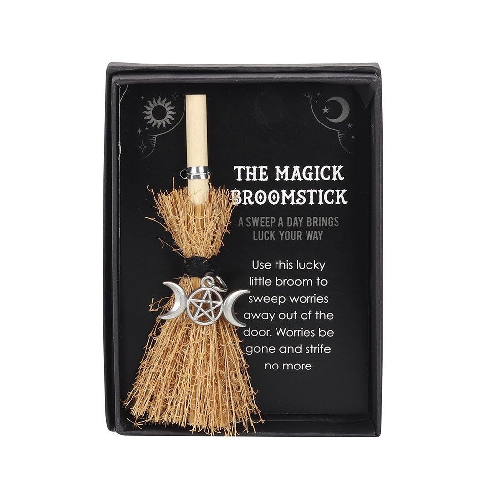 4&quot; Mini Magick Broomstick - Triple Moon, SKU PG-14811, UPC 700317059394